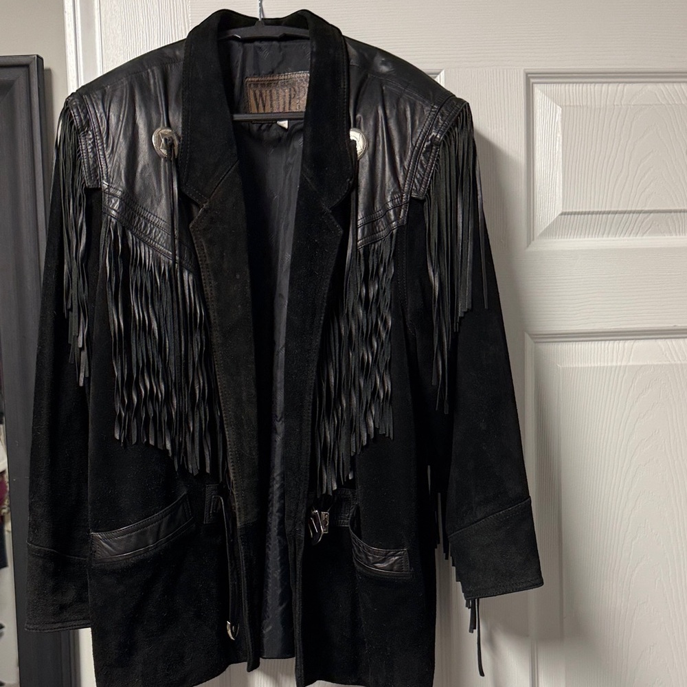 Black Fringe Leather Jacket
